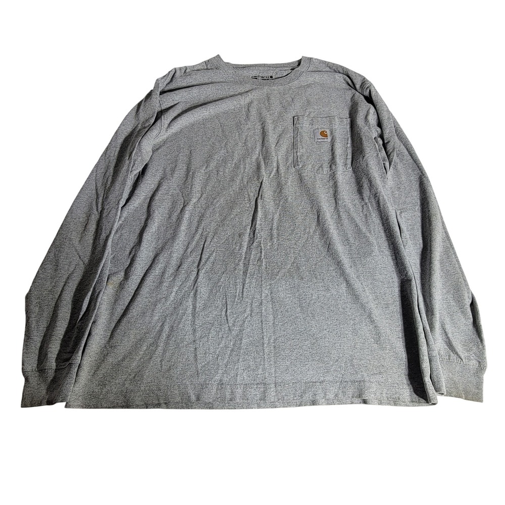 Carhartt Mens Loose Fit Long Sleeve Pocket T-Shirt Heather Gray Size M